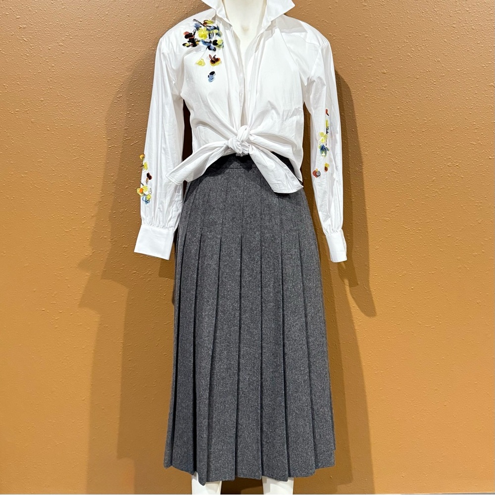 L.L. Bean Gray Pleated Women's Skirt